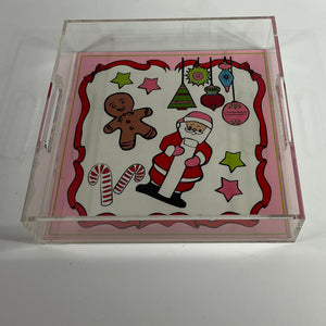 Santa and Friends Square Acrylic Tray