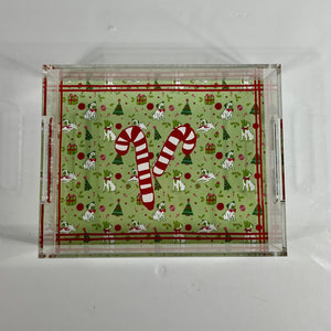 Darling Ornaments w/Candy Canes Rectangular Acrylic Tray