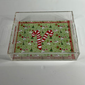 Darling Ornaments w/Candy Canes Rectangular Acrylic Tray