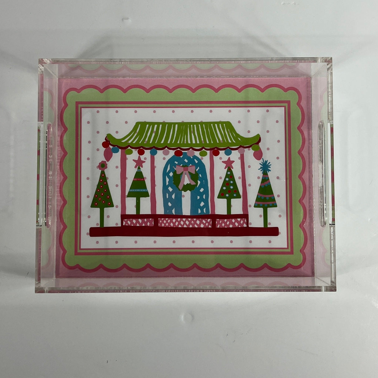 Pagoda and Christmas Trees Rectangular Acrylic Tray