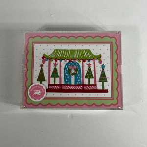 Pagoda and Christmas Trees Rectangular Acrylic Tray