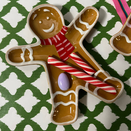 Jolly Christmas Gingerbread Man Ceramic Plate