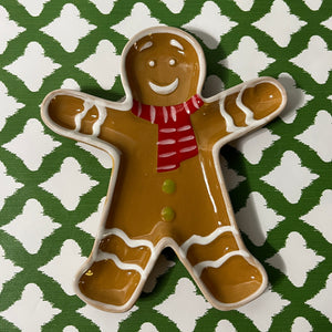 Jolly Christmas Gingerbread Man Ceramic Plate