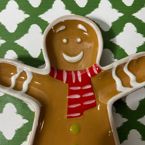 Jolly Christmas Gingerbread Man Ceramic Plate