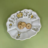 Vintage Italian Floral Ceramic Yellow/Green Scalloped Serving Tray