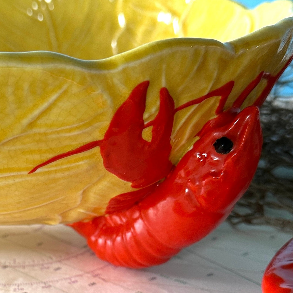 Vintage 1940’s Lobster Salad Bowl with Spoons/Tongs