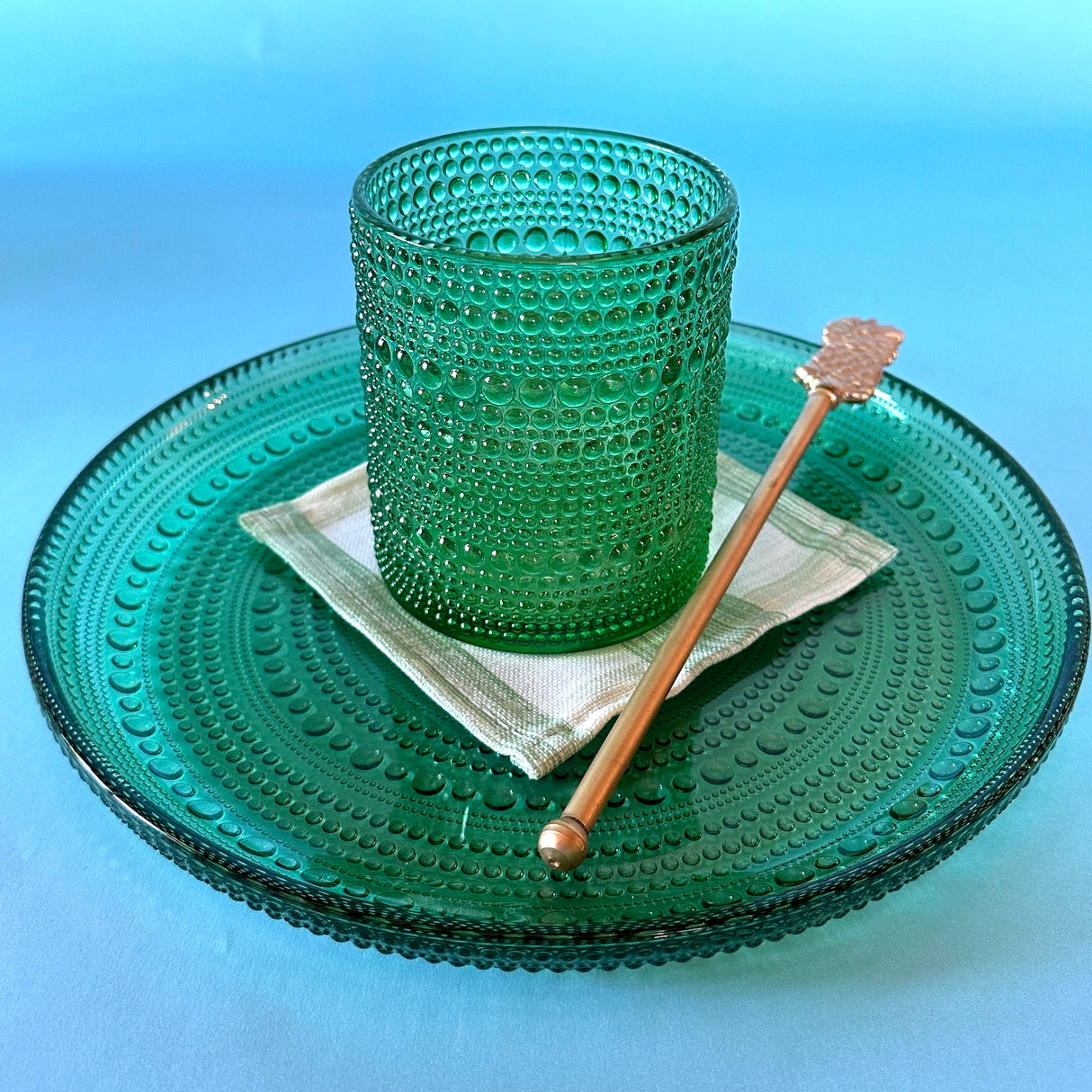 Gin Lane Meadow Green No-Iron Cocktail Coasters, Set of 4