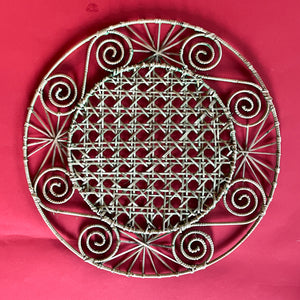 Pink/Green Round Hand-woven Rattan Charger/Placemat