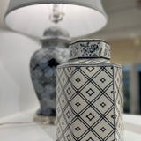 Island House Small Navy Blue/White Porcelain Hexagonal Lidded Jar