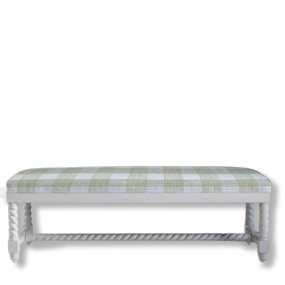 Grand Tour Bench w/Gin Lane Celery Upholstery