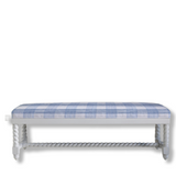 Grand Tour Bench w/Gin Lane Swedish Blue Gingham Upholstery