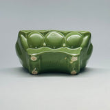Vintage 1940s Green Ceramic Planters, Set of 2