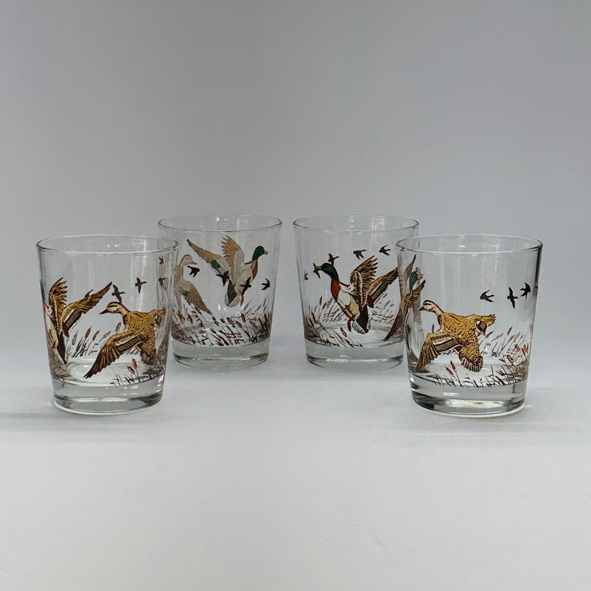 Vintage Duck-Themed Highball Glasses, Set of 4