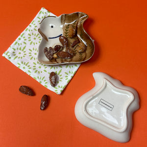 Small Ceramic Squirrel Accent Plates, Set of 2