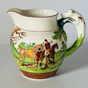 Vintage English Fox Hunting Molded Wedgwood Ceramic Pitcher