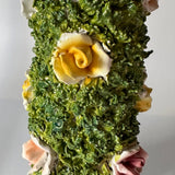 Vintage Italian Floral Ceramic Obelisk Topiaries, Set of 2