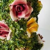 Vintage Italian Floral Ceramic Obelisk Topiaries, Set of 2