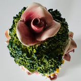 Vintage Italian Floral Ceramic Obelisk Topiaries, Set of 2