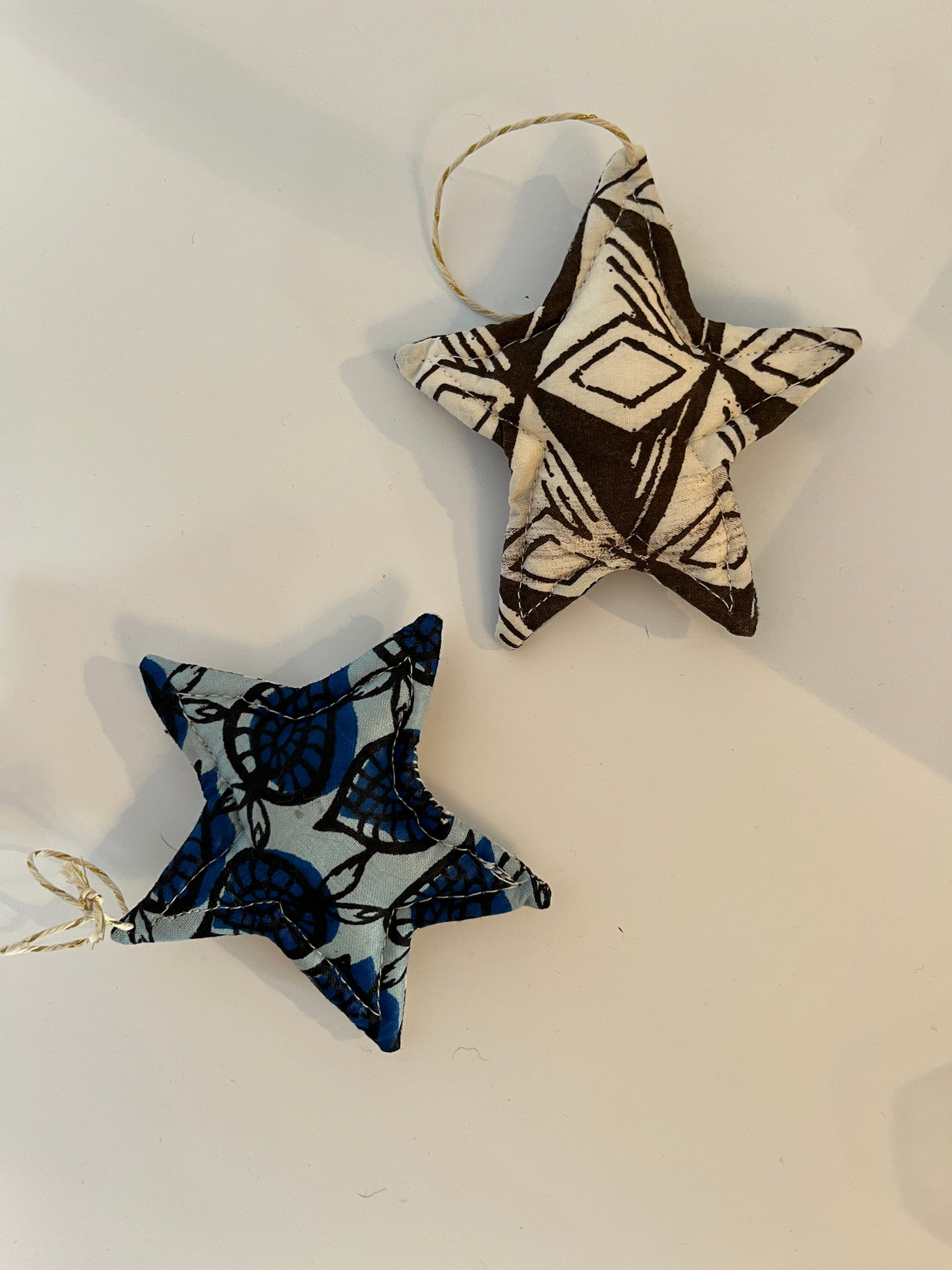 African Wax Print Brown/Blue Christmas Ornaments