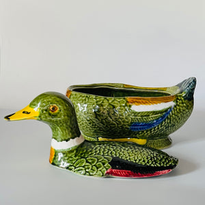 Vintage Lidded Portuguese Ceramic Mallard Centerpiece