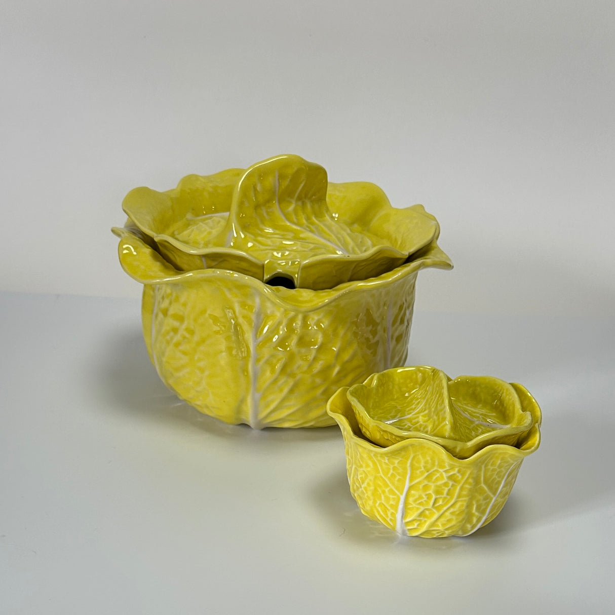 Vintage Yellow Ceramic Portuguese Tureen/Small Lidded Yellow Cabbage (Set of 2)