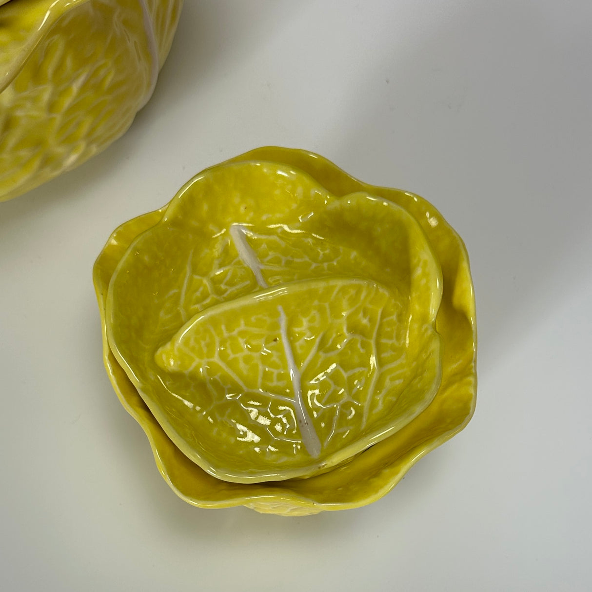 Vintage Yellow Ceramic Portuguese Tureen/Small Lidded Yellow Cabbage (Set of 2)