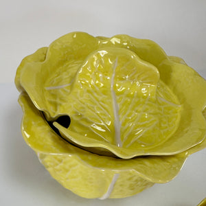 Vintage Yellow Ceramic Portuguese Tureen/Small Lidded Yellow Cabbage (Set of 2)