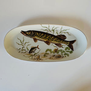 Vintage Fish/Snail Ceramic Oval Serving Platter