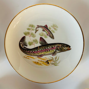 Vintage Gilt-Rimmed Fish Accent Plates, Set of 5