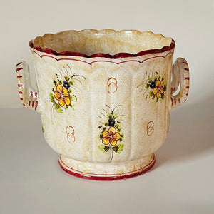 Vintage Italian Hand-Painted Ceramic Handled Pot/Wine Cooler/Planter