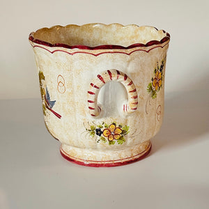 Vintage Italian Hand-Painted Ceramic Handled Pot/Wine Cooler/Planter