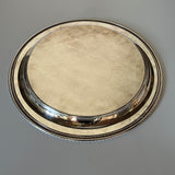 Vintage Heavy Round Silver-Plate Etched Serving Tray