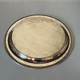 Vintage Heavy Round Silver-Plate Etched Serving Tray
