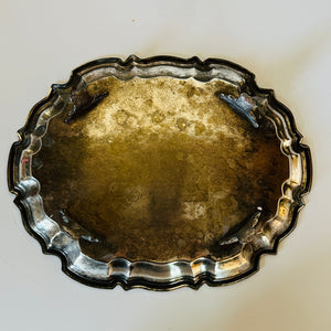 Vintage Silver-Plate Scalloped/Footed Serving Tray