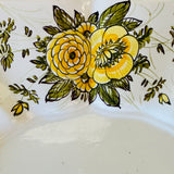 Vintage Italian Floral Ceramic Yellow/Green Scalloped Serving Tray