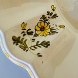 Vintage Italian Floral Ceramic Yellow/Green Scalloped Serving Tray