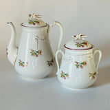 Vintage Floral/Gilt Teapot and Sugar Bowl, Set of 2