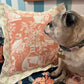 Fabulous Foo Dogs Coral-Hued Throw Pillow