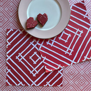 Island House Cranberry Red Square Paper Placemats, Pad of 20