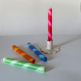 Pink/Orange/Green/Blue Striped Taper Candles, Set of 4