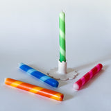 Pink/Orange/Green/Blue Striped Taper Candles, Set of 4