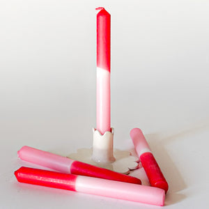 Dark Pink/White/Light Pink Taper Candles, Set of 3