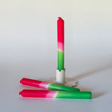 Red/Light Pink/Green/White Color-Block Taper Candles, Set of 3