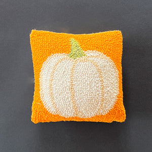 Fall/Halloween Pumpkin Hooked-Wool Accent Pillow