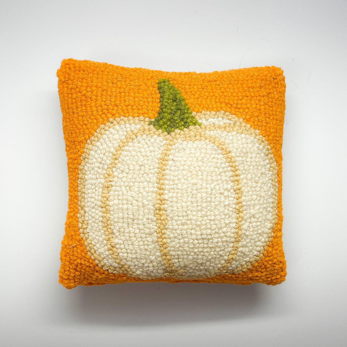 Fall/Halloween Pumpkin Hooked-Wool Accent Pillow