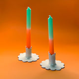 Orange-and-Green Taper Candles, Set of 3