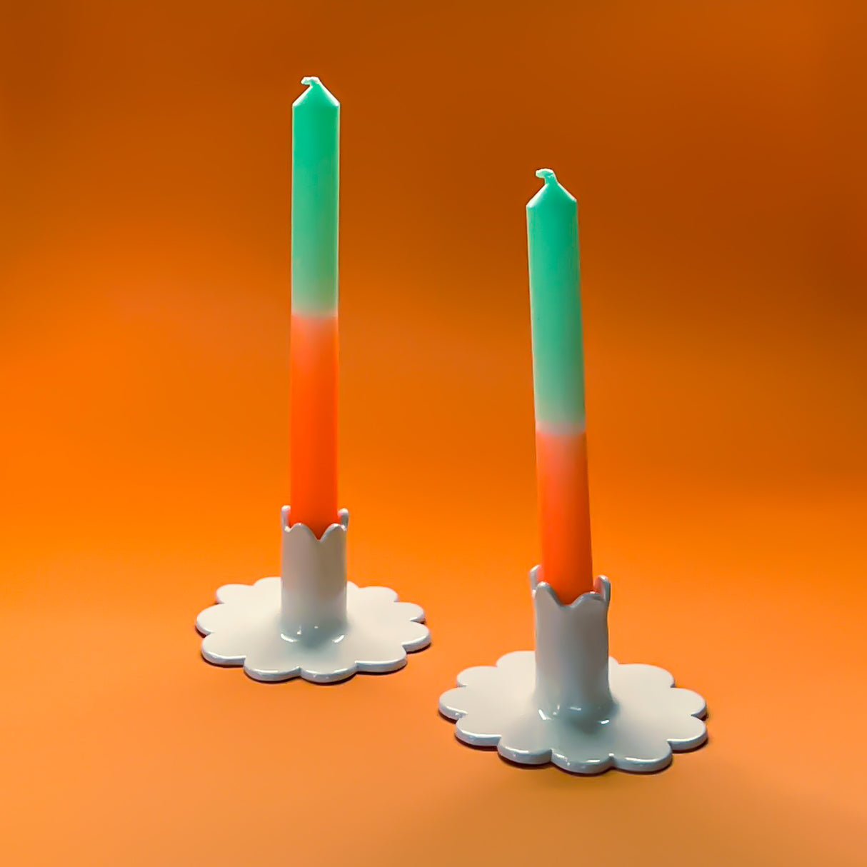 Orange-and-Green Halloween Taper Candles, Set of 3