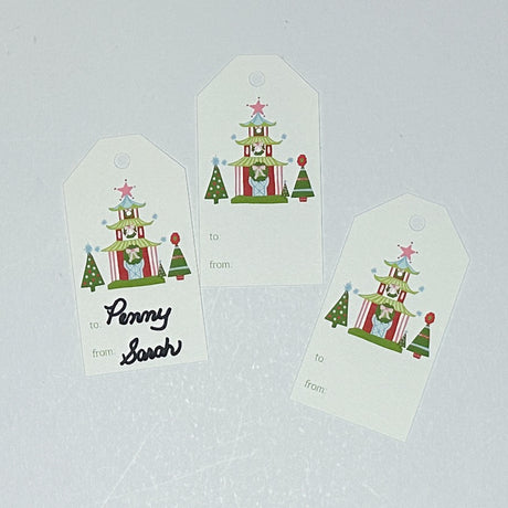 Festive Pagodas Christmas Gift Tags, Pack of 10