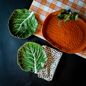 Hand-Painted Stoneware Cabbage Plates