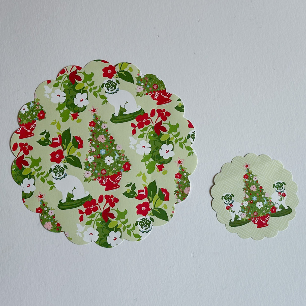 Pug Perfection Paper Christmas Doily Set